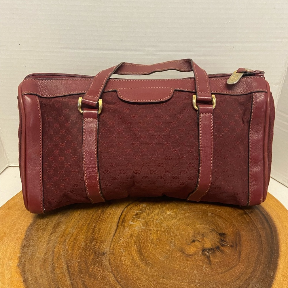 Vintage Gucci Burgundy Micro G Canvas Boston Bag